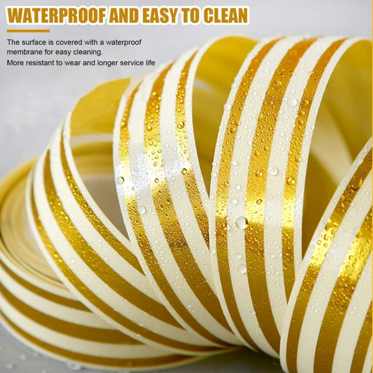 2.5cm x 5m  Golden Tile Gap Tape Waterproof PVC Self Adhesive Sticker, Gold, Silver, Laser