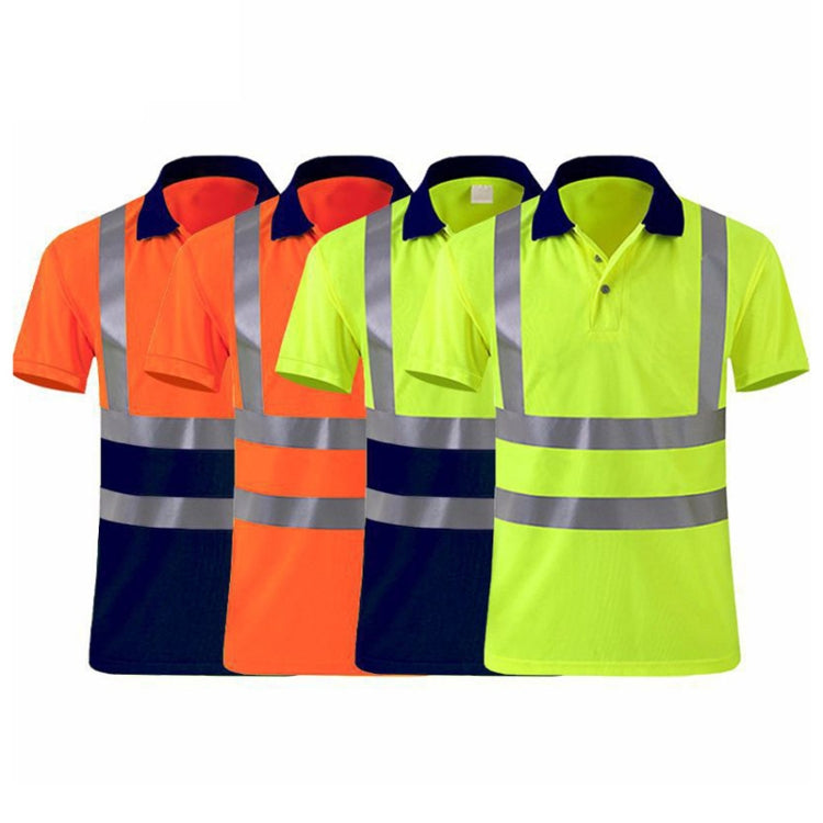 Reflective Quick-drying T-shirt Lapel Short-sleeved Safety Work Shirt, XXL, XXXXL