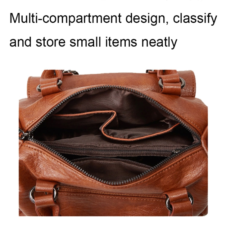 048 Pebbled Leather Multi-compartment Handbag Large Capacity Crossbody Shoulder Bag