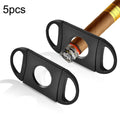 5pcs Mini Black Stainless Steel Double Edge Cigar Scissors Cigar Crushers, Cigar Crushers