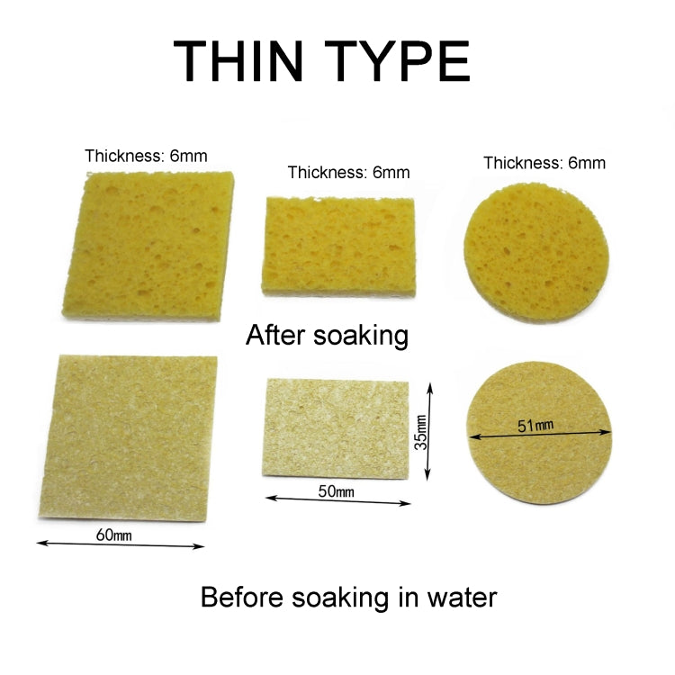 Soldering Iron Tin Remover Cleaning Cotton Wood Pulp Sponge,Spec: Thin Square 6x6cm, Thin Square 6x6cm, Thin Rectangular 3.5x5cm, Thin Round 5.1cm, Thickened Square 6x6cm, Thickened Rectangular 3.5x5cm, Thickened  Round 5.1cm