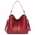7871 Large Capacity Adjustable Leather Tote Bag Multi-compartment Shoulder Bag, Red, Blue, Black, Coffee, Grey, Brown, Purple Red, 2-In-1 Brown, 2-In-1 Black, 2-In-1 Purple Red, 2-In-1 Blue, 2-In-1 Gray, 2-In-1 Red