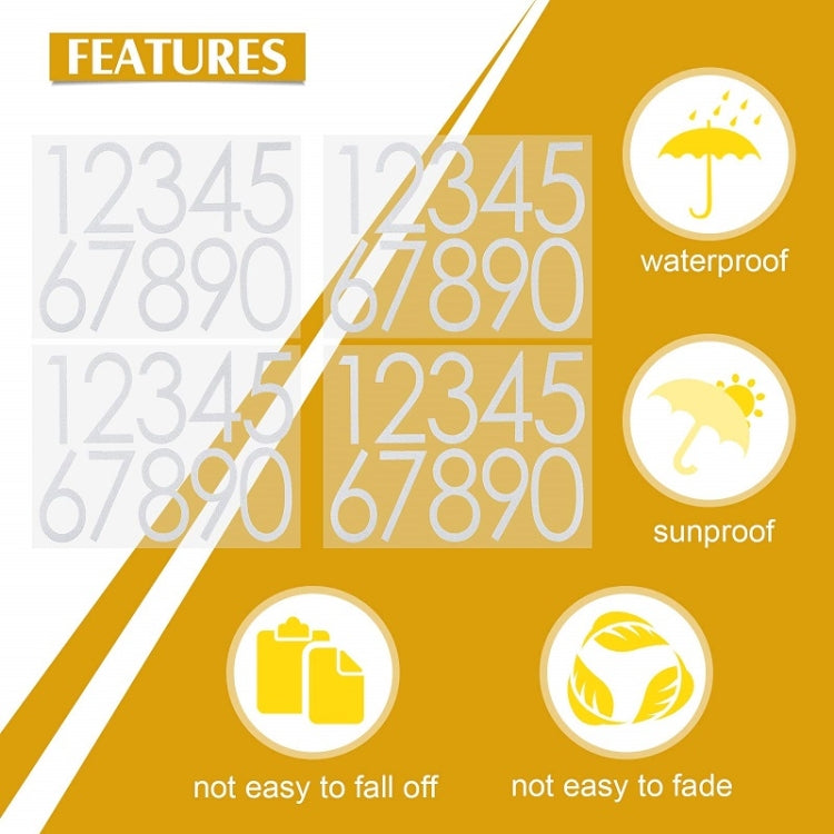 Night Reflective Mailbox Digital Number Waterproof Sticker, 3 inches, 4 inches