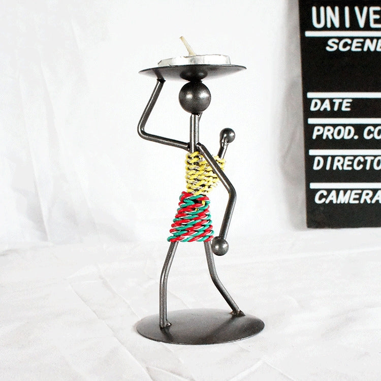 Retro Wrought Iron Man-shaped Candlestick Ornament Restaurant Table Decoration Props, 20, 21, 22, 23, 26, 27