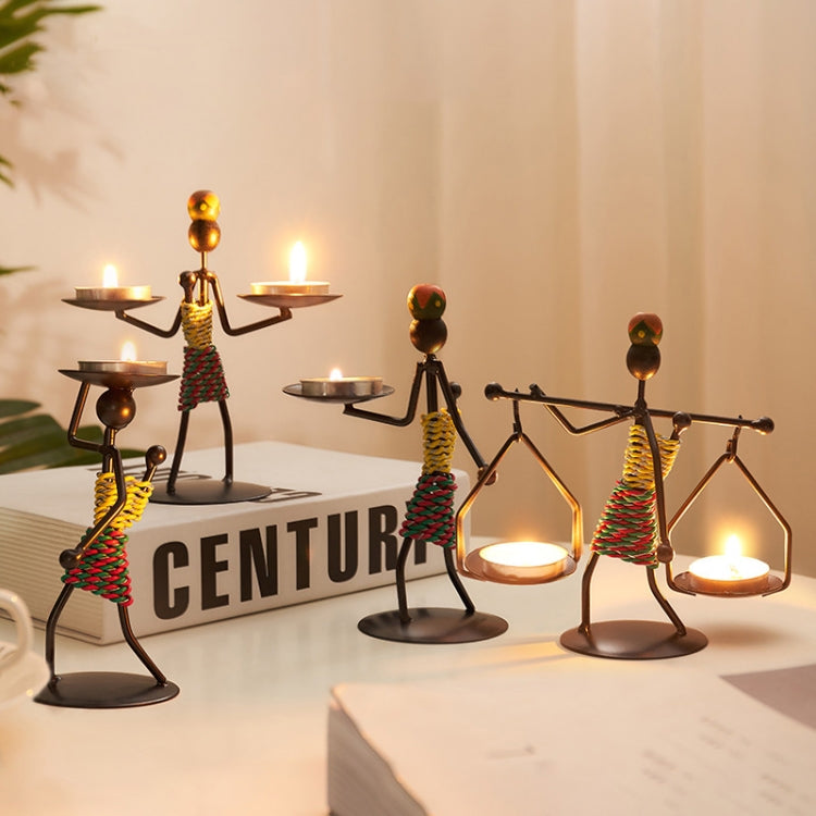 Retro Wrought Iron Man-shaped Candlestick Ornament Restaurant Table Decoration Props, 20, 21, 22, 23, 26, 27