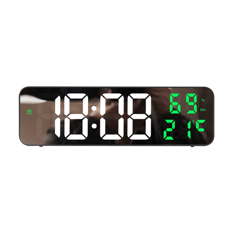 671  Mirror Screen Digital LED Alarm Clock USB Plug-in/Battery Dual-use With Temperature/Humidity Display, 671 (Black Shell White Green), 671 (Black Shell White Red), 671 (Black Shell White Blue)