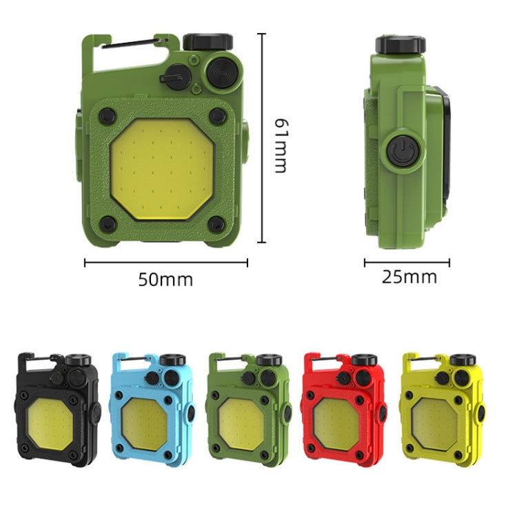 Mini Keychain COB Flashlight USB Rechargeable Magnetic Work Light For Outdoor Camping, Green, Red, Black, Yellow