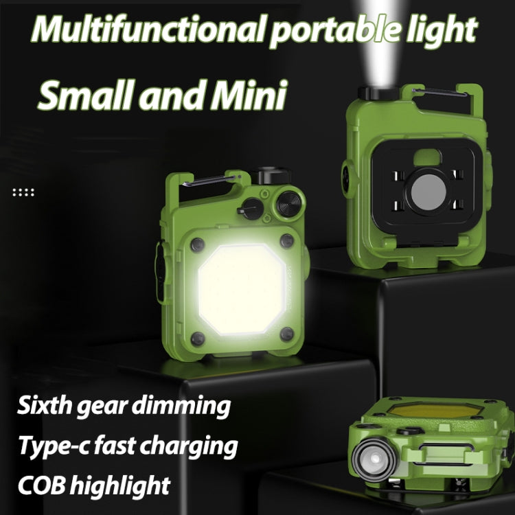 Mini Keychain COB Flashlight USB Rechargeable Magnetic Work Light For Outdoor Camping, Green, Red, Black, Yellow