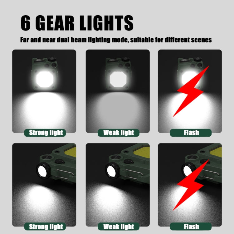 Mini Keychain COB Flashlight USB Rechargeable Magnetic Work Light For Outdoor Camping, Green, Red, Black, Yellow