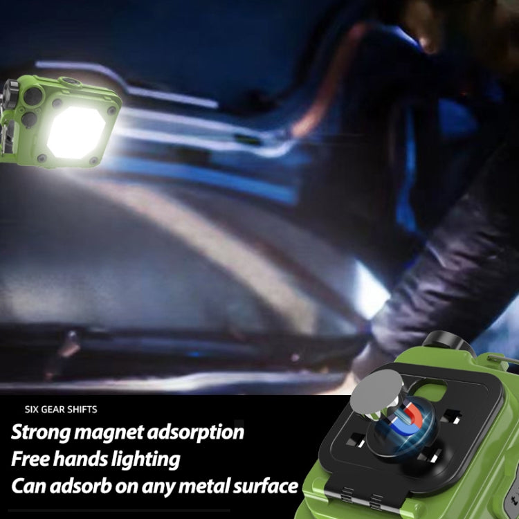 Mini Keychain COB Flashlight USB Rechargeable Magnetic Work Light For Outdoor Camping, Green, Red, Black, Yellow
