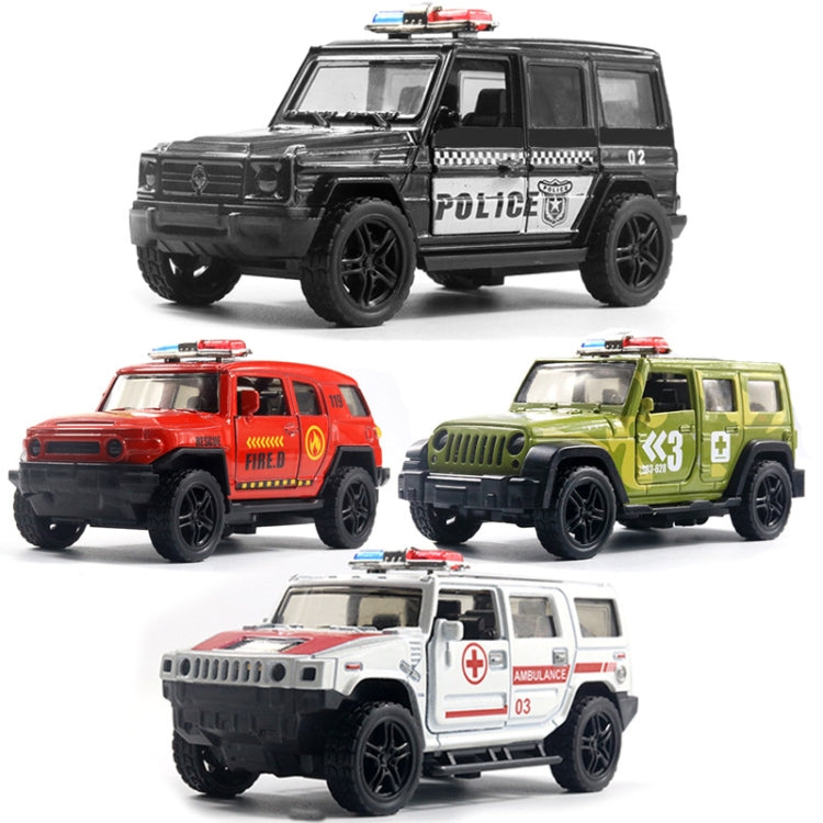 1:36 Off-road Police Car Ambulance Model Boy Car Toy With Sound and Light, Police Car, Ambulance Car, fire truck, Army