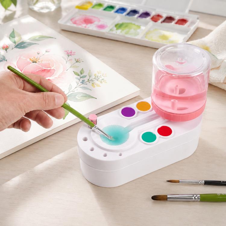 2nd Generation Oil Painting Brush Cleaner Tool with Water Container Paint Pen Washer, GEN 2 Green, GEN 2 Pink