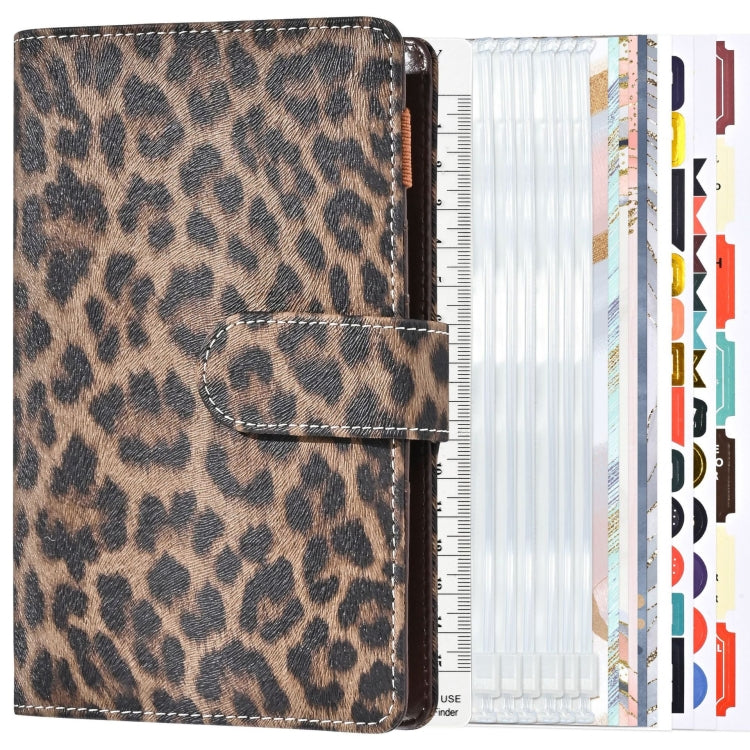 A6 Leopard Print Cash Budget Notebook  Loose Leaf Financial Management Notepad, Light Brown, Deep Brown, Beige Brown, Blue, Pink, Cow Pattern Black White