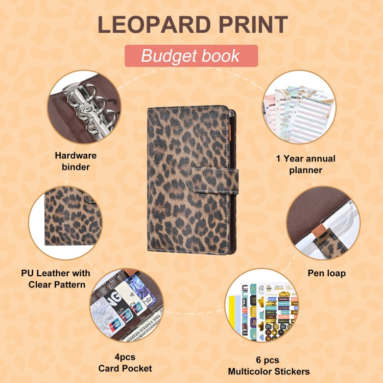 A6 Leopard Print Cash Budget Notebook  Loose Leaf Financial Management Notepad, Light Brown, Deep Brown, Beige Brown, Blue, Pink, Cow Pattern Black White