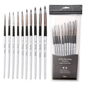 10 In 1 Nylon Hair Watercolor Paint Brush Set Wooden Handle Round Pointed Acrylic Painting Pens, 10 In 1