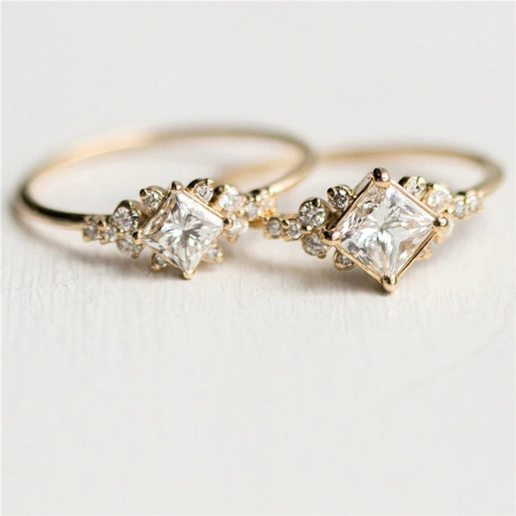 Geometric Square Rings for Women Wedding Rhinestone Finger Rings Charm Jewelry, 10, 6, 8