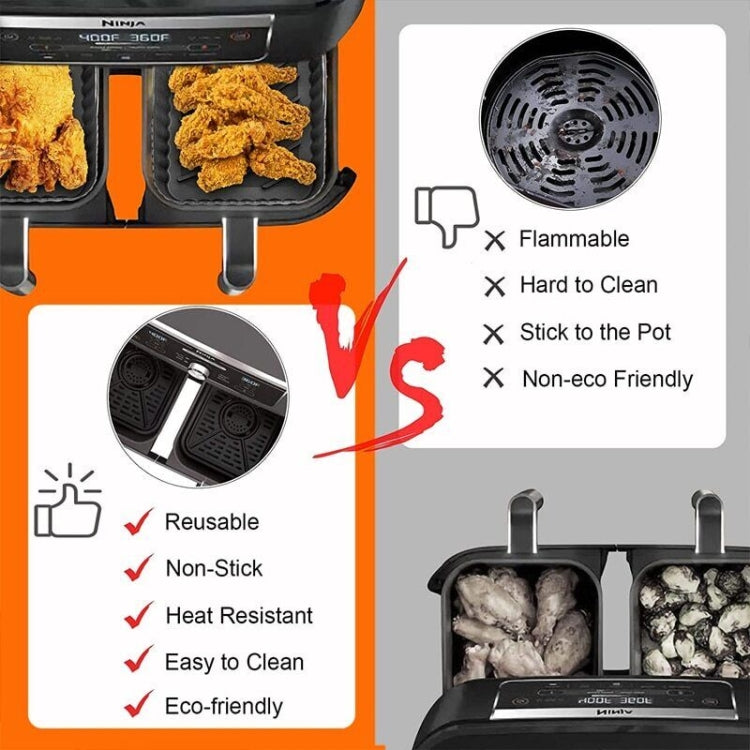 For Ninja DZ201 Air Fryer Silicone Liner Mat Reusable Basket Tray, Gray Thick Model (140g), Gray Thin Model (95g), Black Thin Model (95g), Pink Thin Model (95g), Red Thin Model (95g), Blue Thin Model (95g), Large Black (153g), Large Pink (153g)        ...