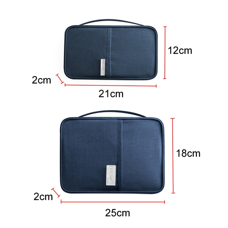 Travel Waterproof Dustproof Portable Passport Document Bag, Blue Large, Black Large, Gray Large, Navy Blue Large, Orange Pink Large, Blue Small, Black Small, Navy Blue Small, Orange Pink Small