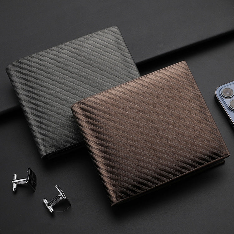 Men Wallet Carbon Fiber Horizontal Business Wallet Card Holder, k3260 Grey, k3260 Coffee