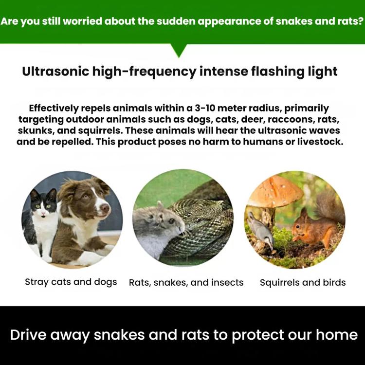 Outdoor Solar-Powered Ultrasonic Animal Repellent, 708, 708B
