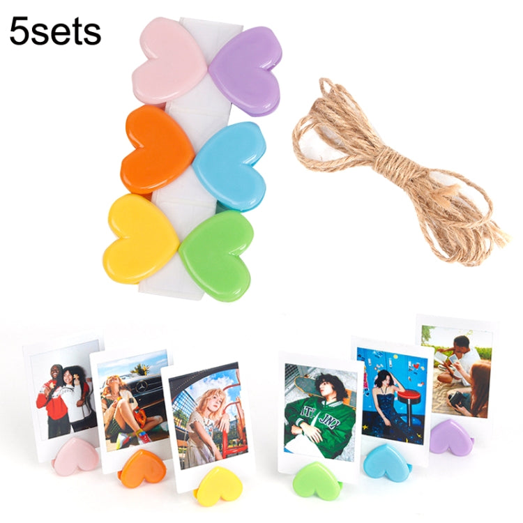 5sets Cute Color Love Clip Desktop Bracket Picture Hanging Wall Decoration Memo Clip, Love Clip