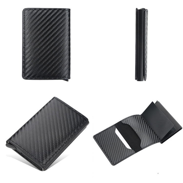 Baellerry RFID Anti-theft Plaid Leather Wallet Metal Aluminum Box Automatic Eject Type Card Holder