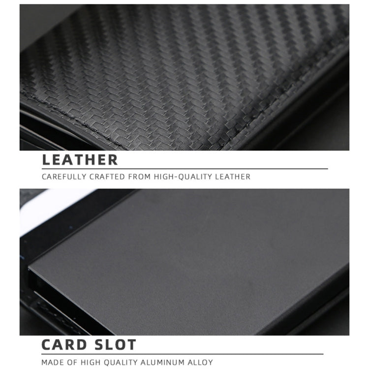 Baellerry RFID Anti-theft Plaid Leather Wallet Metal Aluminum Box Automatic Eject Type Card Holder