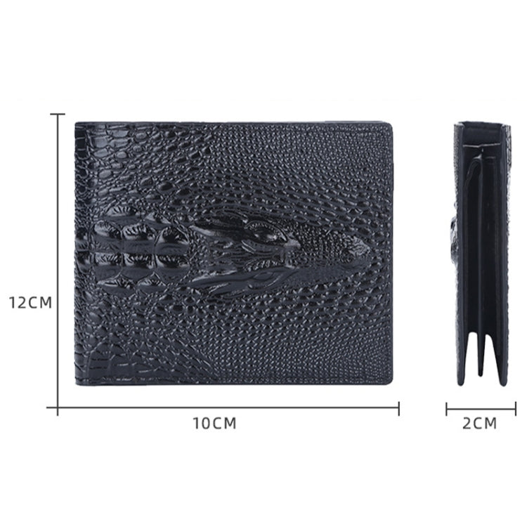 Baellerry Crocodile Print Men Short Wallet Vintage Multi-card Slot Coin Purse