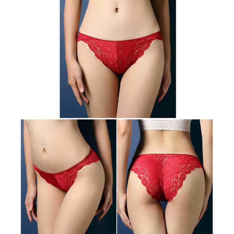Sexy Lace Seamless Underwear Women Ultra-Thin Low-Waisted Perspective Triangle Pants, M, L, XL, XXL