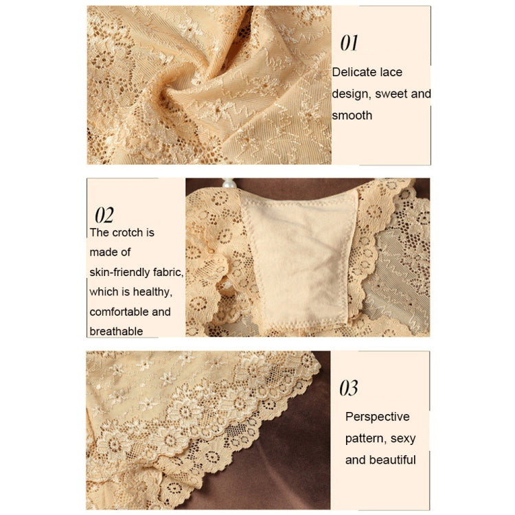 Sexy Lace Seamless Underwear Women Ultra-Thin Low-Waisted Perspective Triangle Pants, M, L, XL, XXL