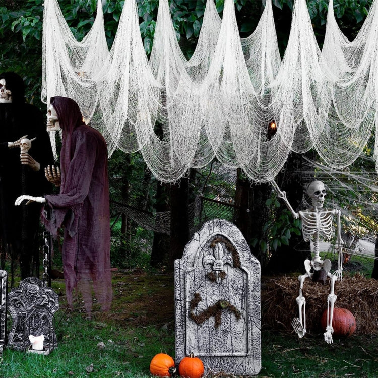 76 x 183cm Halloween Gauze Roving Polyester Cotton Haunted House DIY Decorative Gauze, Black Gauze, White Gauze, Beige Blood Stains Beige Blood Stains