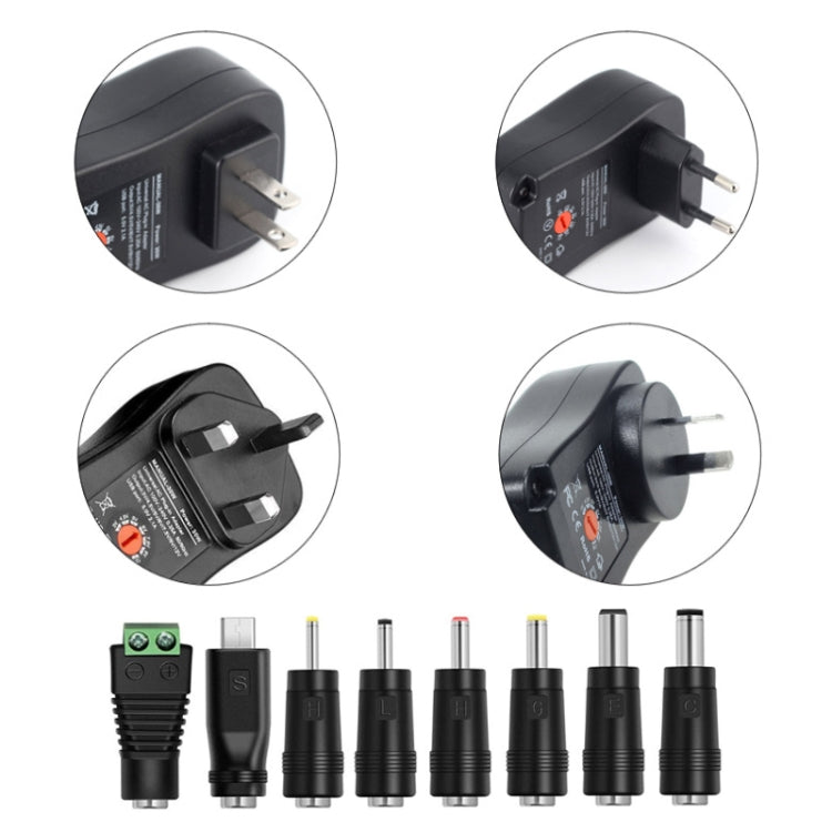 30W USB Interface Adjustable Power Adapter With Power Monitoring LED Light, US Plug, EU Plug, UK Plug, AU Plug