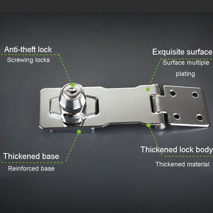 No Hole Hook With Locking Hasp Chest Of Drawers Door Lock With Iron Key, 2.5 inch Interlocking, 2.5 inch Non-Interlocking, 3 inch Interlocking, 3 inch Non-Interlocking, 4 inch Interlocking, 4 inch Non-Interlocking