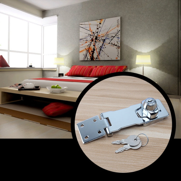 No Hole Hook With Locking Hasp Chest Of Drawers Door Lock With Iron Key, 2.5 inch Interlocking, 2.5 inch Non-Interlocking, 3 inch Interlocking, 3 inch Non-Interlocking, 4 inch Interlocking, 4 inch Non-Interlocking