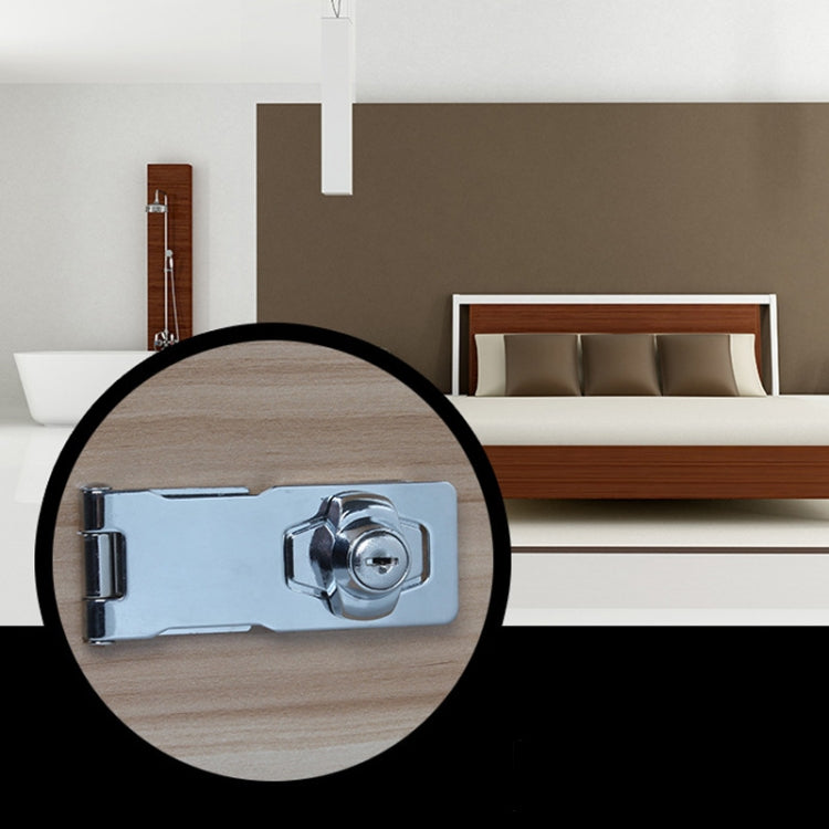 No Hole Hook With Locking Hasp Chest Of Drawers Door Lock With Iron Key, 2.5 inch Interlocking, 2.5 inch Non-Interlocking, 3 inch Interlocking, 3 inch Non-Interlocking, 4 inch Interlocking, 4 inch Non-Interlocking