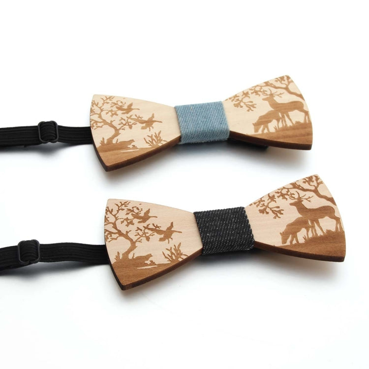 Wooden Bow Tie Men Bow Clothing Decoration, Elk Blue, Elk Black, Puzzle Blue, Puzzle Black, Music Blue, Music Black, Small Anchor Blue, Small Anchor Black