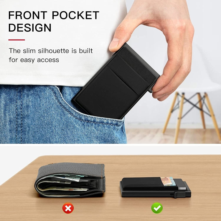 Slim Metal Wallet Pop Up Credit Card Holder RFID Blocking Men Business Card Clip