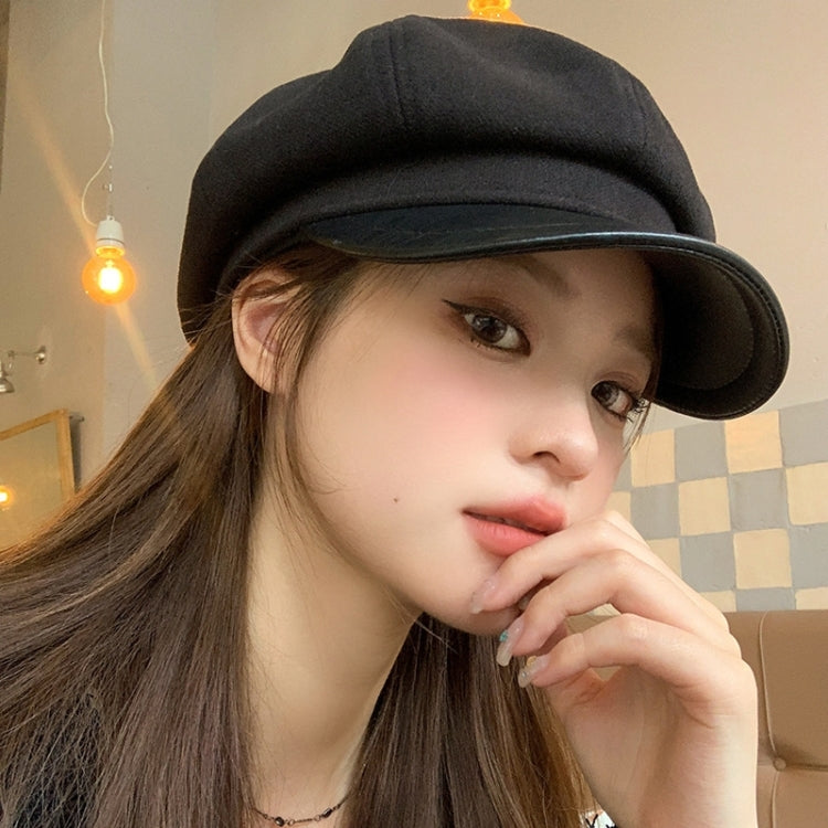 Women Beret Autumn Literary Retro Newsboy Hat Octagonal Girl Cap, Free Size