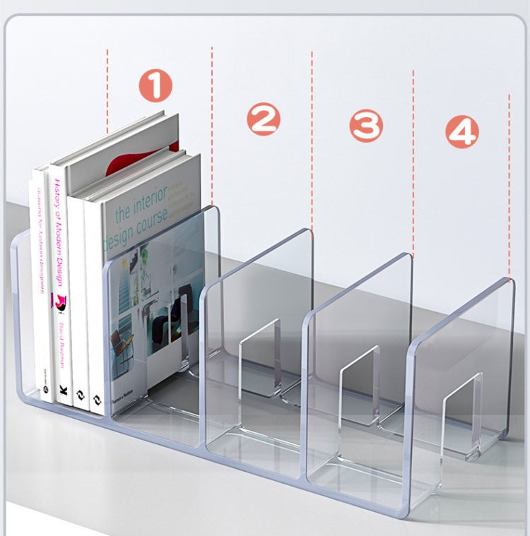 Acrylic Desktop Bookend Book Storage Rack Office Stationery Bookshelf, Regular Transparent, Thicken Transparent With Groove, Thicken Green, Thicken Purple