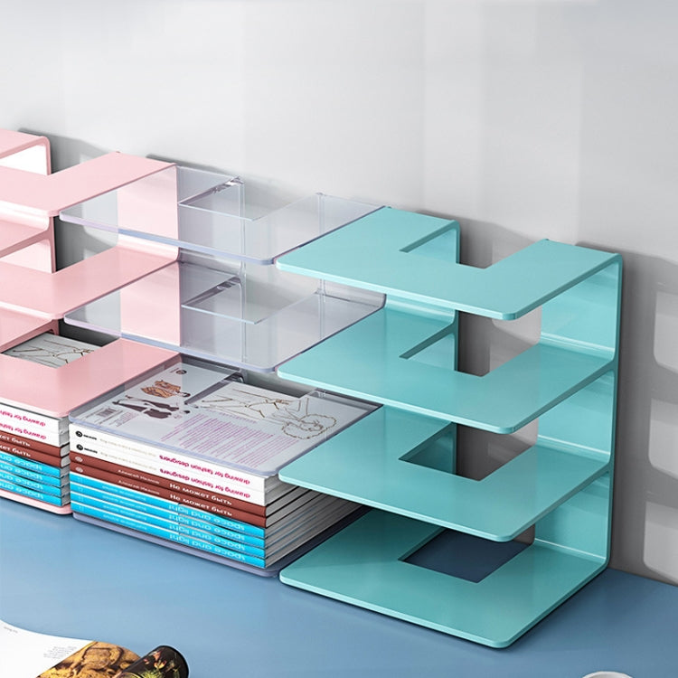 Acrylic Desktop Bookend Book Storage Rack Office Stationery Bookshelf, Regular Transparent, Thicken Transparent With Groove, Thicken Green, Thicken Purple