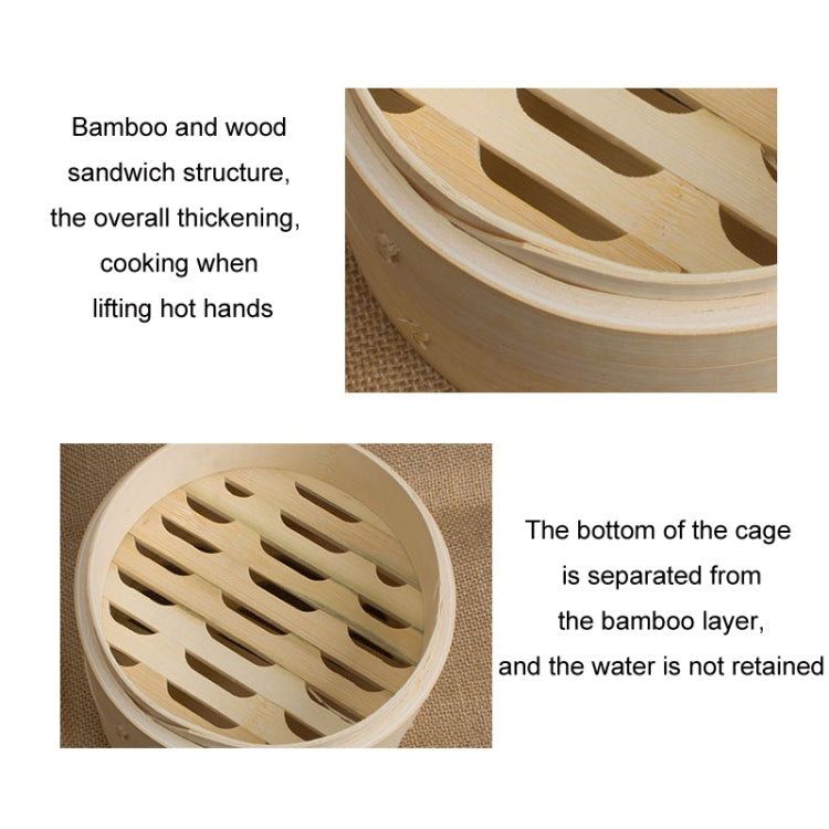 Bamboo Bun Steamer Food Veggie Steamer Basket, 21cm Cover, 21cm Cage, 27cm Cover, 27cm Cage