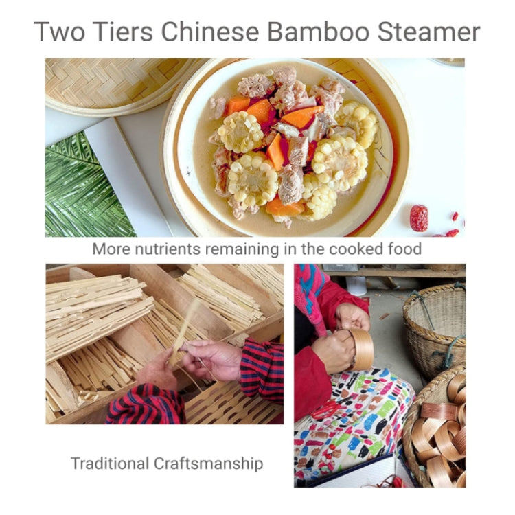Bamboo Bun Steamer Food Veggie Steamer Basket, 21cm Cover, 21cm Cage, 27cm Cover, 27cm Cage