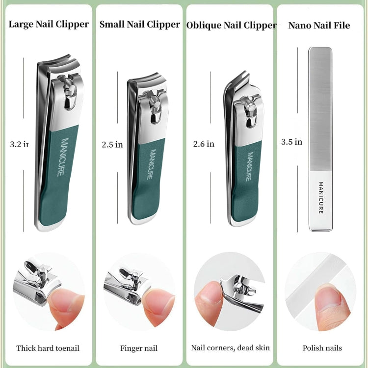 4pcs /Set Stainless Steel Nail Knife Set Household Portable Rotating Bag Nail Cutting Tool, Light Pink, Matcha Green, Dark Green