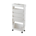 5-layer Movable Trolley Plastic Storage Rack for Student Books Vertical Bookshelves