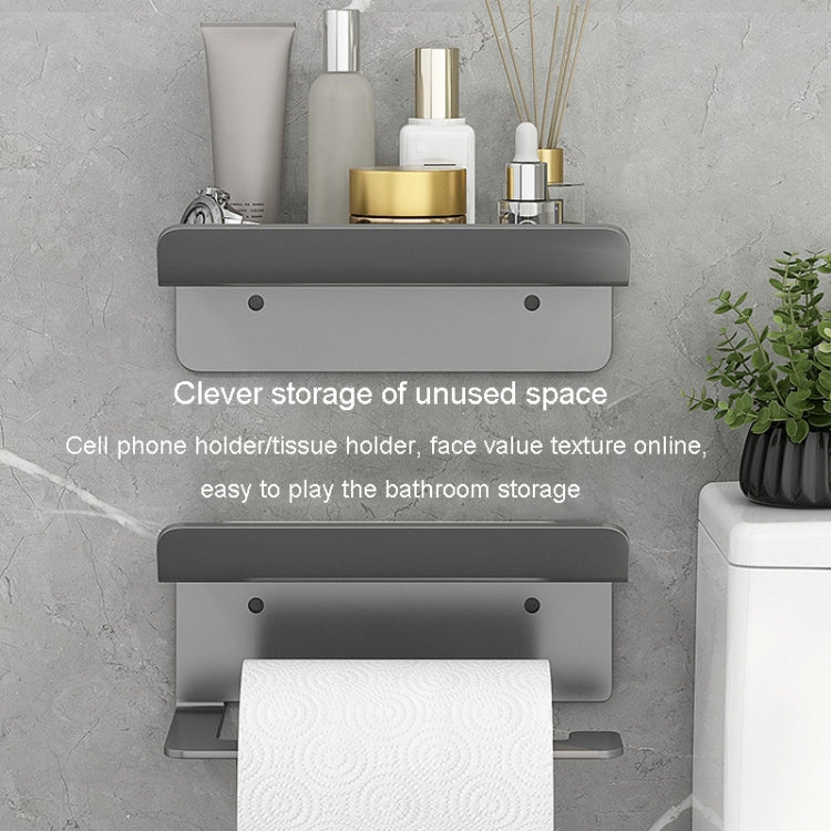 Stainless Steel Bathroom Roll Paper Holder No-Punch Cell Phone Storage Shelf, Phone Rack (White), Paper Rack (White）, Phone Rack (Black), Paper Rack (Black), Phone Rack (Gray), Paper Rack (Gray)