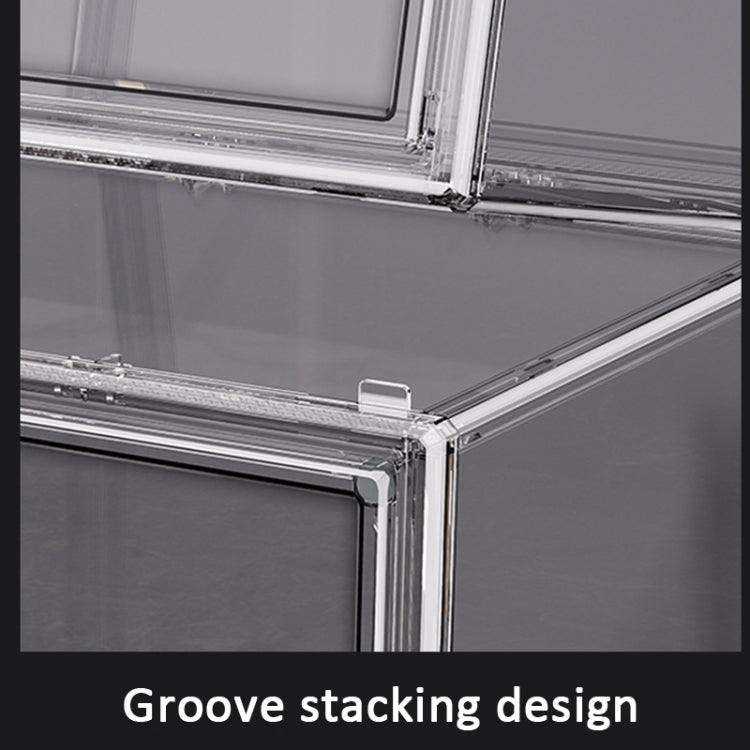 Stackable Transparent Storage Box Magnetic Suction Bookcase Handbag Display Rack, No Partitions, Single Partition, Double Partition, Three Partitions, Side Opening
