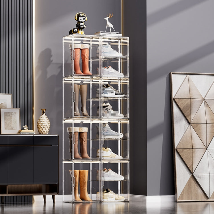 Stackable Transparent Storage Box Magnetic Suction Bookcase Handbag Display Rack, No Partitions, Single Partition, Double Partition, Three Partitions, Side Opening