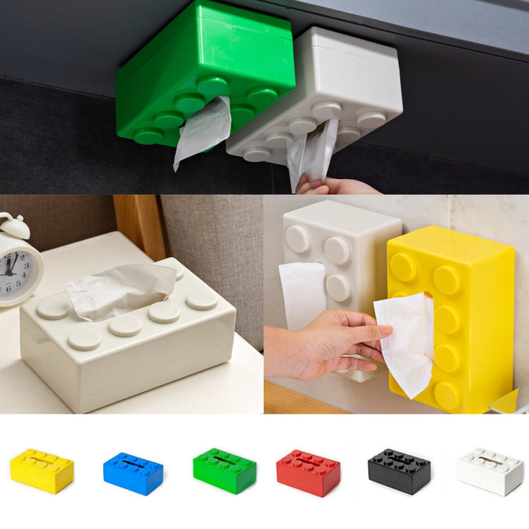 Multifunctional Cartoon Building Block Tissue Storage Box Living Room Coffee Table Decorations, Yellow, Blue, Green, Red, Black, White