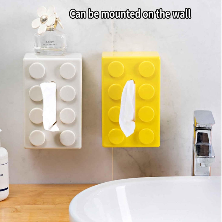 Multifunctional Cartoon Building Block Tissue Storage Box Living Room Coffee Table Decorations, Yellow, Blue, Green, Red, Black, White