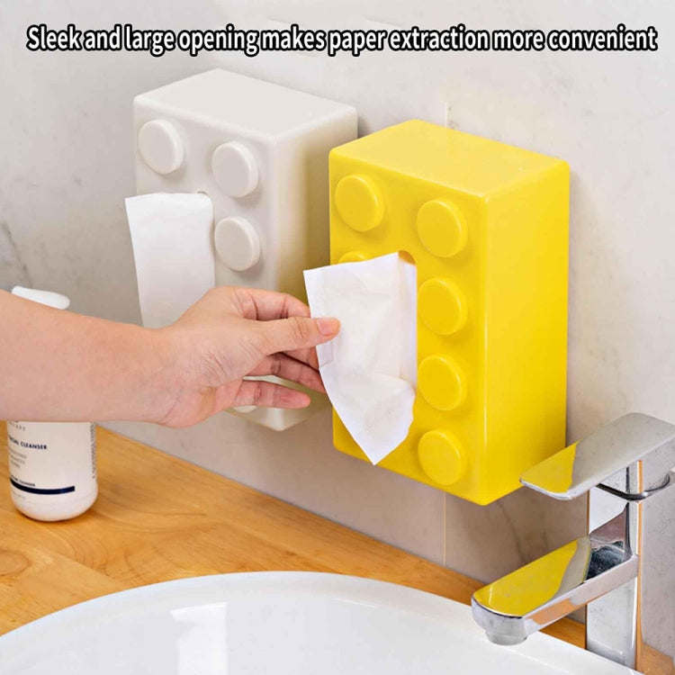 Multifunctional Cartoon Building Block Tissue Storage Box Living Room Coffee Table Decorations, Yellow, Blue, Green, Red, Black, White